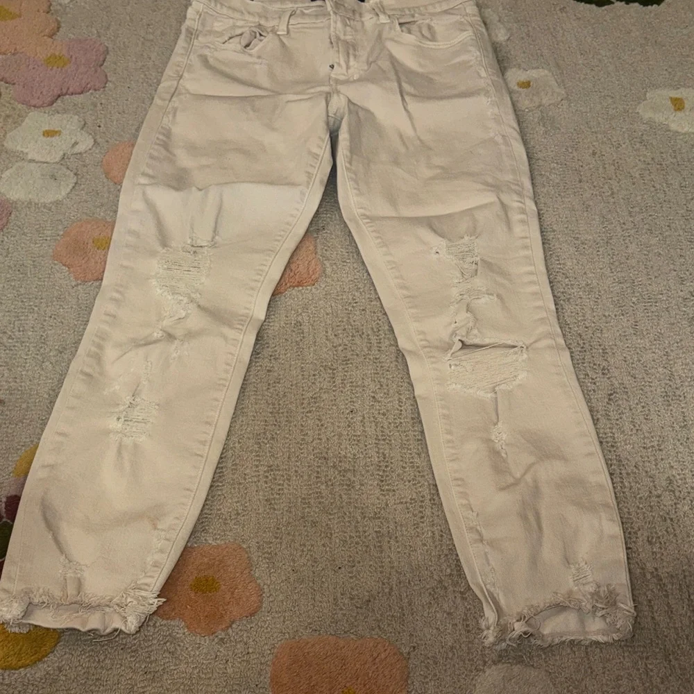 J Brand Women's Distressed Cream Ankle Jeans - Picture 8 of 16